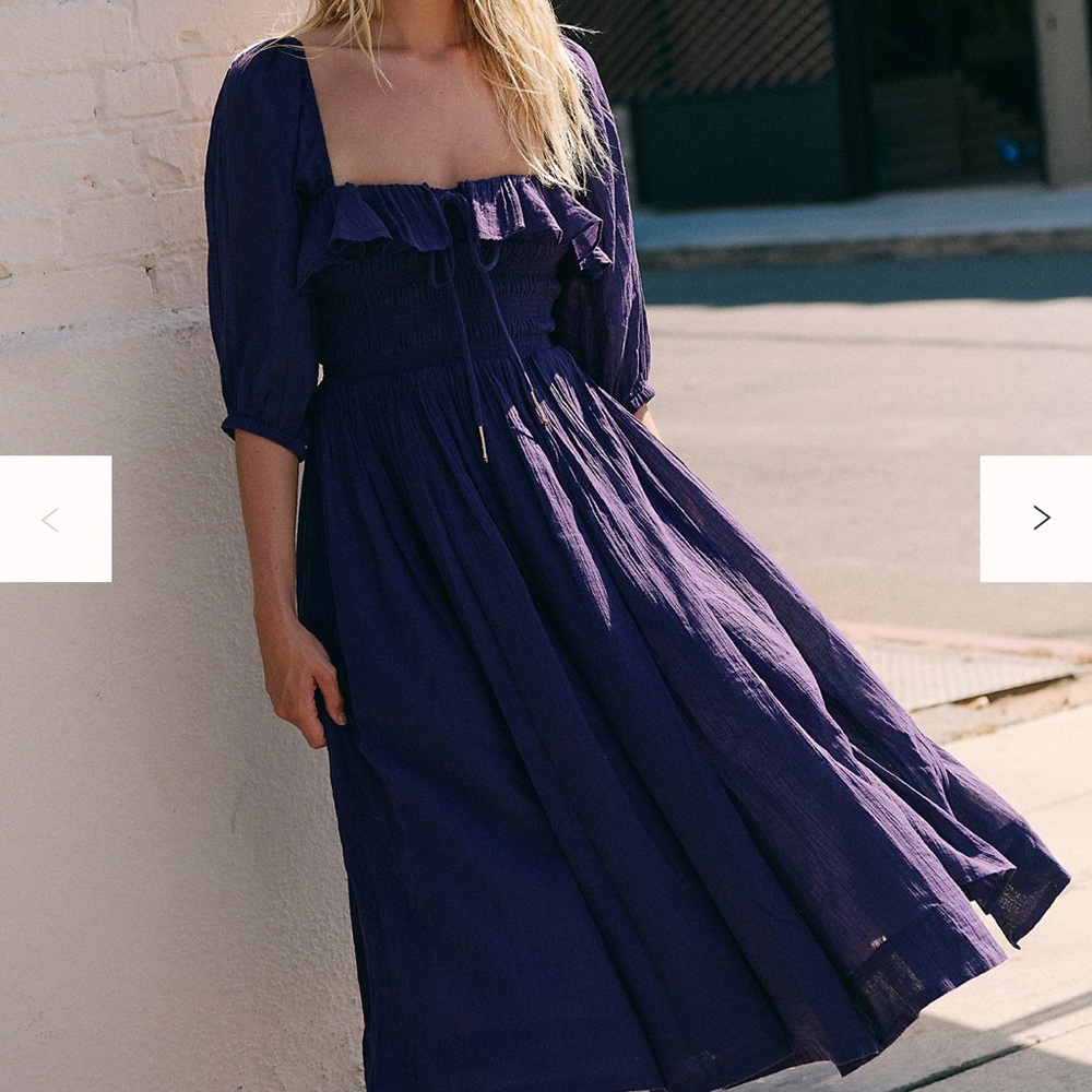 Free People Oasis Long Sleeve Royal Blue Dress